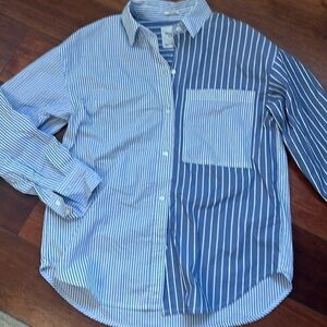 Abercrombie & Fitch Color Block Oversized Button Down Stripped Shirt Size XS
